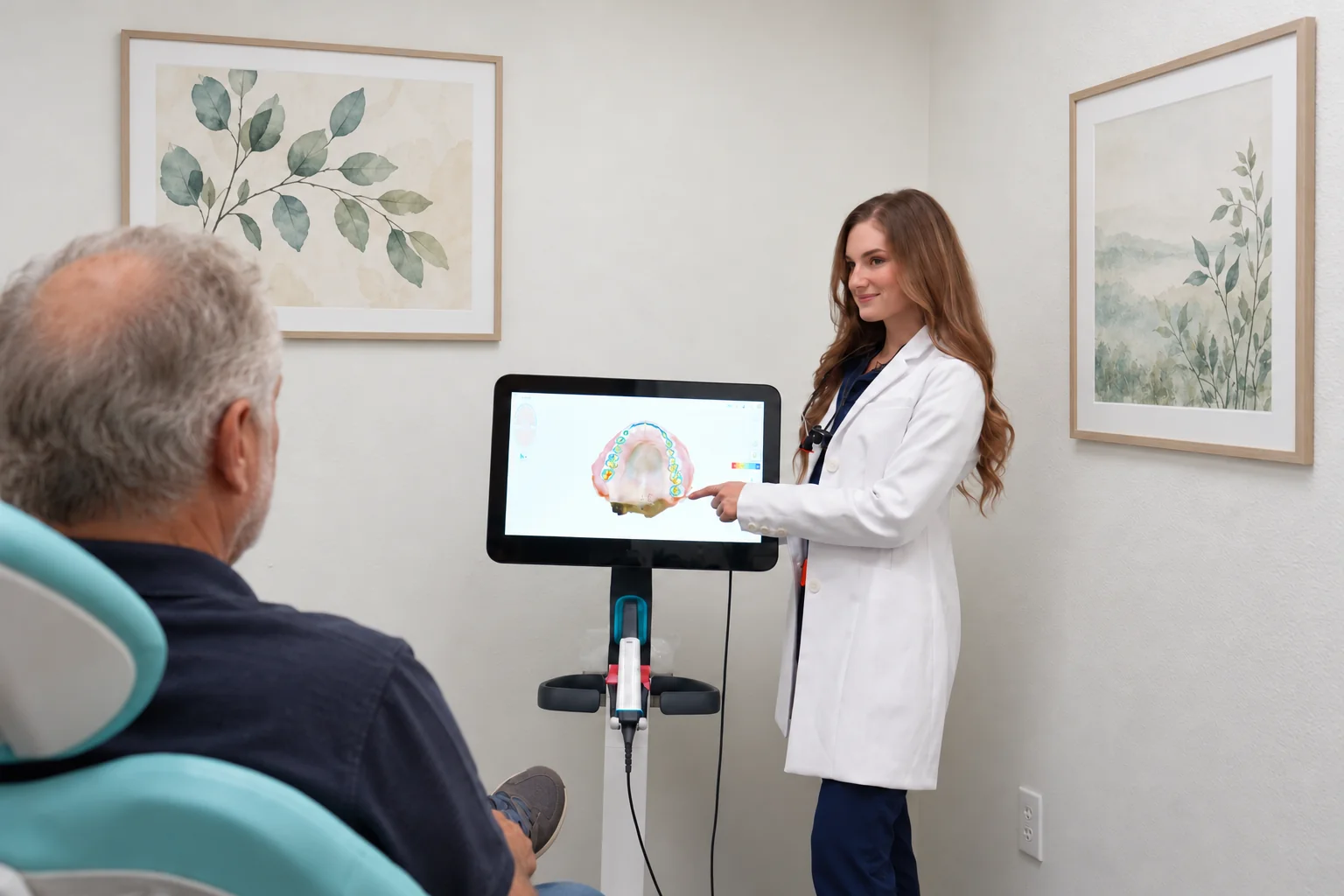 Dr. Vishala Patel planning a smile makeover with an iTero digital scan at Edge Dental Designs in McKinney, TX