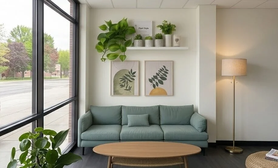 Welcoming lobby at Edge Dental Designs dental office in McKinney, TX