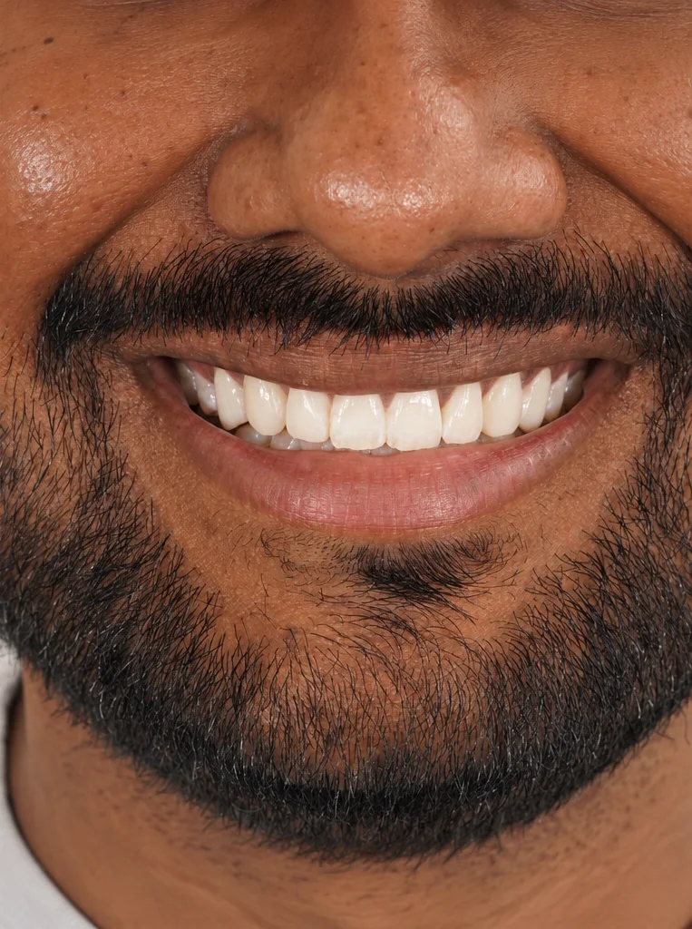 Balanced, natural-looking smile after veneers by Dr. Patel